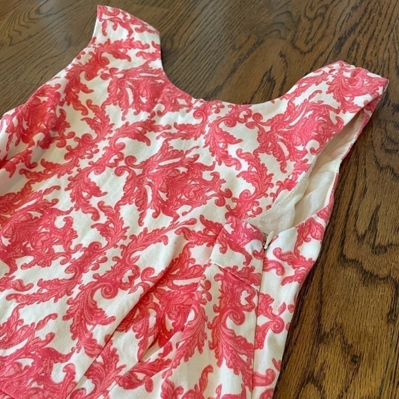 Love21 by Forever 21 Dress Sleeveless V Neck Back Tea Length Floral Large Coral - Picture 3 of 7